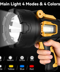 Rechargeable 2,000,000 Lumen Spotlight Flashlight With COB Light Beast Mode Bright Foldable Tripod Handheld Outdoor Searchlight