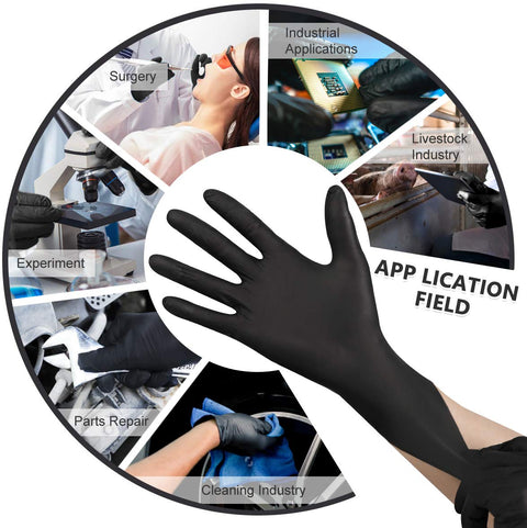 Heavy Duty Black Nitrile Disposable Gloves 100 Count 6 Mil Extra Thick Latex Free Textured Roll Cuff Medical Grade Exam Wear For Garage Hustle And Household Tasks Large Fit Badass Grip in various application fields.