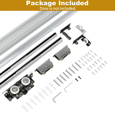 Hidden Barn Door Hardware Kit With 48 Inch Track System Heavy Duty Quiet Roll Interior Door Track Kit components displayed