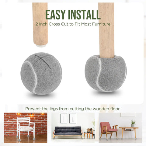 Precut Tennis Balls Bulk for Furniture Legs and Chair Feet Covers Gray Floor Protection for Hardwood and Tile Quiet Glide