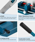 Close-up of PVC Wire Duct Cutter Tool showing sharp blade, slider adjustment screw, cutter locking screw, and comfortable handle.