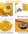 Wall Mounted Eye Wash Station With Dual Nozzles And Internal Filtered Water For Fast Emergency Eye Wash And Eye Irrigation Simple To Use First Aid Gear For High Risk Worksites And Industrial Safety showing quality nozzle, ABS switch, large basin, and filter device