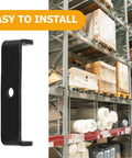 Heavy Duty U Shaped Shelf Brackets Set In Black With Center Hole, Sturdy Steel Mounting Hardware For Shelving Units in warehouse