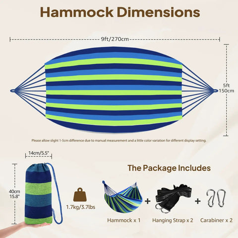 Ultra Comfy Cotton Hammock Portable Camping Hammock For Hanging With Tree Straps Sturdy Garden Fabric Hammock dimensions
