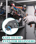 Pro Grade 300Piece Heat Shrink Butt Wire Connectors Kit For 22 To 10 AWG Insulated Waterproof Wires in use with crimping tool