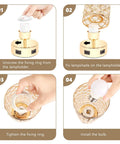 Assembly instructions for Gold Crystal Bedside Lamps Set Of 2 With Dual USB Charging Ports, featuring 130 K9 crystals.