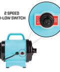 Fido Max 1 Dog Dryer From Premier Grooming Collection with hi-low speed switch, turquoise color