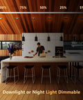 Slick 4 Inch Black Canless Recessed Lights 36 Pack shown in a kitchen setting, highlighting dimmable lighting options.