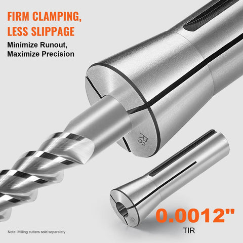 Close-up of R8 Collet from 13-Piece Precision 1/8 to 7/8 Inch Pro-Grade Mill Chuck With 0.0012 in TIR, firm clamping focus.