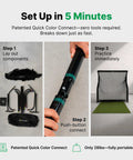 Step-by-step setup of Pro Series Golf Practice Net With Auto Ball Return, includes components layout, button connect, and net