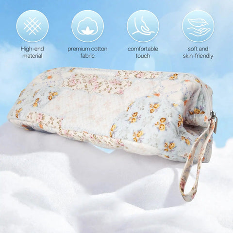 Go To Travel Case For Dyson Airwrap And Hair Dryer Tools Quilted Organizer Bag in floral pattern on soft cloud background