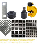Square Die Punching Set For CH-70 Machine, Hydraulic Die Kit with Upper and Lower Dies, 17x17mm Slotting Punch on metal and machine background
