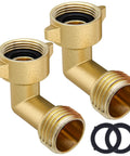 90 Degree Garden Hose Elbow Adapter 2 Pack Quick Connect Brass Fittings For Hose Male To Female Hassle Free Setup Works With Pressure Regulators Durable Solid Brass, 3/4 in