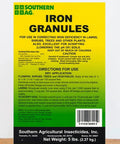Iron Granules Granular Fertilizer For Iron Deficiency In Acid Loving And Tropical Plants No Mixing Or Spraying 5 lb bag label