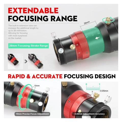 1.25 Inch 50mm Dual-Speed Focusing Telescope Finder Scope For Auto Guiding Cameras showcasing adjustable focusing range