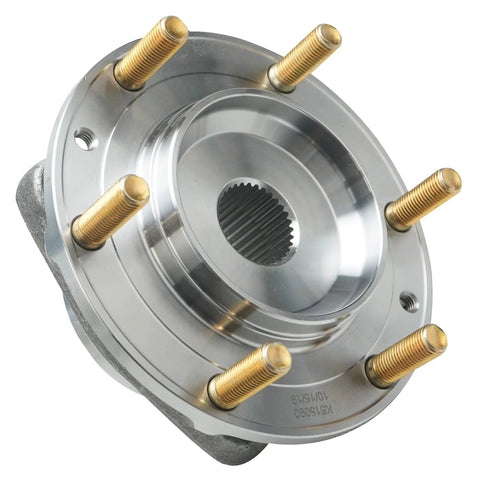 Front Wheel Hub Bearings Assembly Set For Hyundai Entourage 2007-2010 And Kia Sedona 2006-2014, 6 Bolt, silver hub close-up