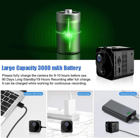 Ultra Mini 4K Wireless Nanny Camera With Crazy Long Battery Life Real Time Remote View Phone App Control Night Vision Motion Sensor