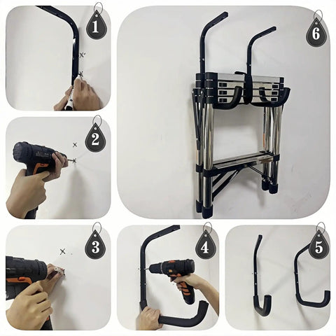 Installation process of Overhead Garage Storage Rack Heavy Duty Ceiling Hooks Utility Hanger For Ladders Bikes Lumber Tools And Other Bulky Gear Ceiling Mount System Set Of 4