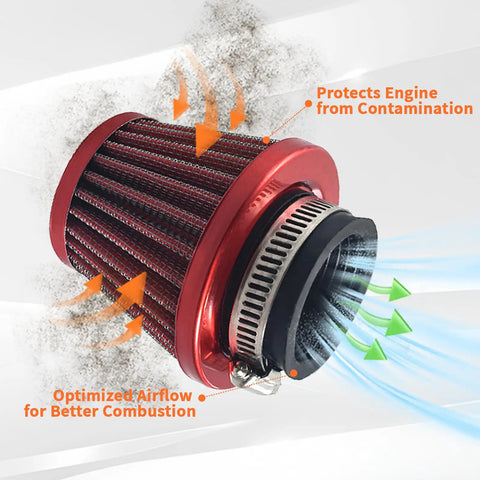 Red 38mm 1.5 Inch Air Filter Intake Induction Kit Riding Ready Universal Fit For GY6 50cc QMB139 Taotao mopeds scooters