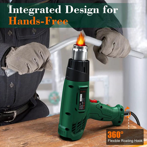 Pro Grade Heavy Duty Heat Gun Kit with Dual Temperature 572F to 932F 300C to 500C in use bending PVC pipe