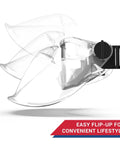 All-Day Anti-Fog Safety Goggles With Full Face Shield For All-Day Eye Protection, adjustable flip-up clear lens shown.