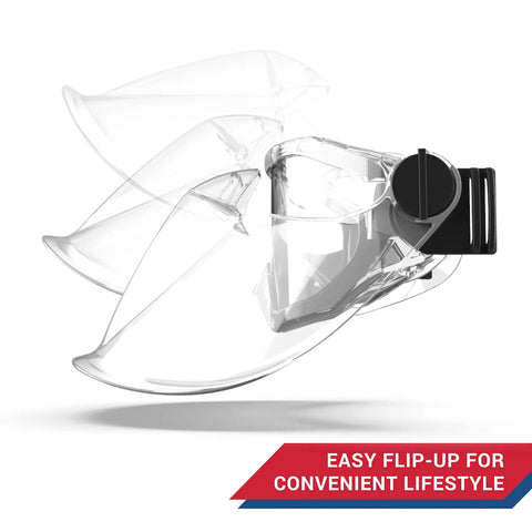 All-Day Anti-Fog Safety Goggles With Full Face Shield For All-Day Eye Protection, adjustable flip-up clear lens shown.
