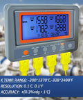 4 Channel Thermocouple Thermometer And Temperature Data Logger With K Type Probes, Digital Reader, Large LCD Display