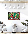 Totally Rad Tropical Bird Cocktail Sign With Rust Resistant Aluminum Metal Wall Art, 20cm, cafe decor with parrot design.