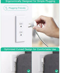 Flat Design Power Strip With USB Ports And 5 Foot Extension Cord Game Changer Travel Kit charging in a wall outlet.
