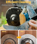 Person using Six Inch Brass Wire Wheel For Bench Grinder With Half Inch And Five Eighth Inch Arbor, Fine Crimped Wire Brush