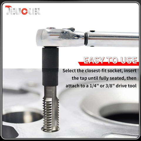 Magnetic Tap Socket Wrench Set Ten Piece With One Fourth Inch And Three Eighth Inch Drive Tap Holders in use