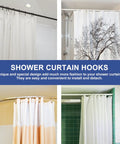 15 Pack Beads Curtain Hooks With Glide Rollers Gold Iron Shower Curtain Rings in various bathroom settings