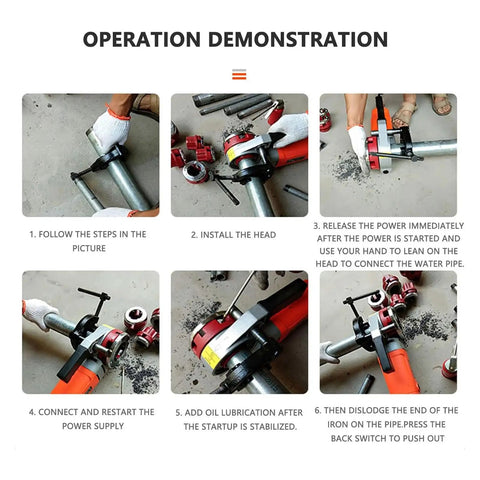 Operation demonstration of Hella Reliable Electric Pipe Threader And Portable Tapping Machine 110V 230V Heavy Duty Pipe Cutter.