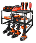 Power Tool Organizer Wall Mount Heavy Duty Floating Shelf For Drill And Screwdriver 150lb Capacity Easy Install with tools displayed