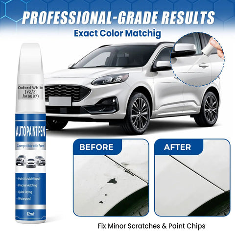 Ford Compatible White Touch Up Paint For F 150 Explorer And Escape 2 In 1 Scratch Repair Pen Color Accurate Oxford White YZ Z1 M6887 Quick Dry Long Lasting shown with repair results on a Ford vehicle