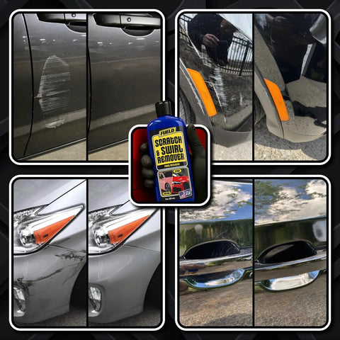 Car Scratch Remover Kit Pro Grade All In One Deep Scratch Repair Compound and Polishing Solution 8 Oz in use on vehicles