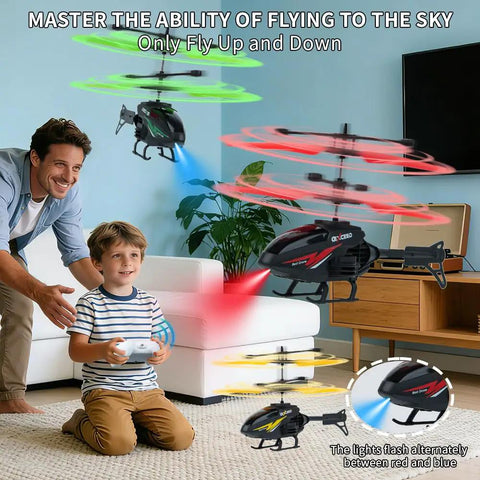 Three Pack Gesture Sensing RC Toys For Kids, Indoor Flying Helicopters And Airplanes With Lights, Up To 10 Minute Flight Time
