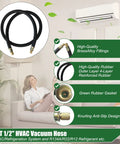 Amazon NHB1 6ft HVAC vacuum hose 1/2 inch ID with 3/8 to 1/4 inch brass fittings black rubber hose