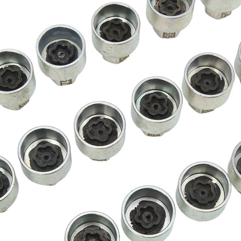 Close-up of High Strength Wheel Lock Lug Nut Socket Set With Durable Metal Construction And Storage Case 20 Piece Anti Theft Tool Kit