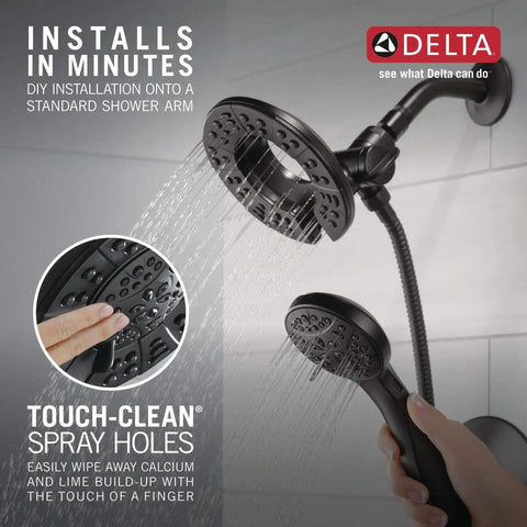 Slick Matte Black Bathtub Shower Faucet Set With 2-In-1 Dual Shower Head And Handheld Spray Combo, Includes MultiChoice Universal Valve To Kick Up Your Bathroom Game