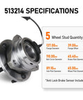 Front Wheel Hub Bearing Assembly With ABS For Chevy Malibu 2004-2012, Cobalt 2005-2010, HHR 2008-2010 specifications sheet