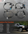 Premium Abs Wheel Speed Sensors 4 Piece Set Front And Rear compatible with 2007 to 2014 GM truck braking system sensors.