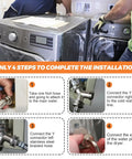Upgraded 6Ft Premium Steam Dryer Hose Installation Kit With 6 Stainless Steel Hoses, 1 Foot Inlet Adapter Hose, And Brass Y Connector, installation steps.