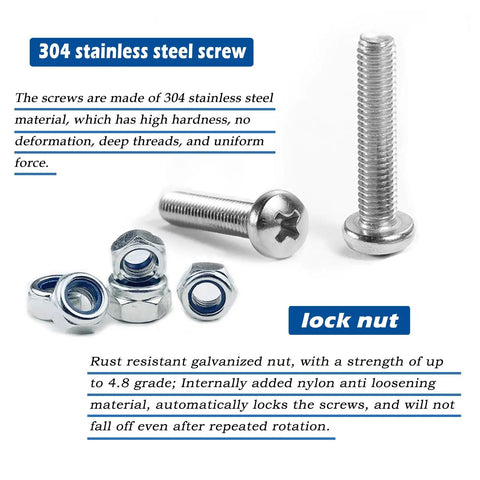 304 stainless steel screws and lock nuts for 8 Piece Replacement Screw Set For 10x10 Pop Up Canopy Tents And Patio Shelters