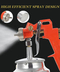 Close-up of Slick Pneumatic Paint Sprayer Set For Car Body And Interior Walls And Furniture And Craft Projects delivering smooth spray.