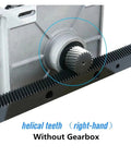 Solid Build 1.25 Module Helical Gear Rack With Matched Steel Pinion Set For CNC Routers And Shop Projects Right Handed Spiral Teeth 22X25mm Size Smooth Linear Motion Mods, showing helical teeth and pinion without gearbox.