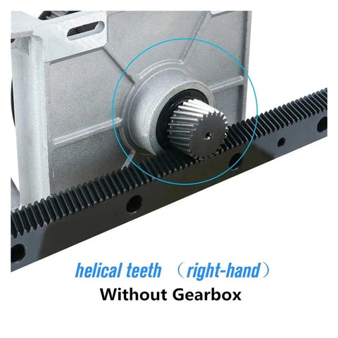 Solid Build 1.25 Module Helical Gear Rack With Matched Steel Pinion Set For CNC Routers And Shop Projects Right Handed Spiral Teeth 22X25mm Size Smooth Linear Motion Mods, showing helical teeth and pinion without gearbox.