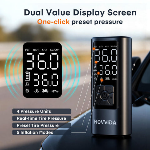 Portable Tire Inflator With Digital Pressure Gauge And Auto Shut Off Cordless Air Compressor For Cars with display screen