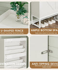 Space Saving Shoe Cabinet With Two Flip Drawers And Adjustable Shelf, showcasing features like U-shaped fence and ample bottom space.