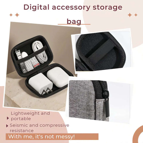 Road Ready Hard Shell Tech Organizer Case With Water Repellent Coating And Shock Absorbing Build Designed For Packing Cables Chargers Earphones Usb Stubs And Sd Cards Without Any Hassle On Daily Commutes, compact gray case open with electronics.